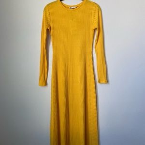 Women Yellow Long Sleeve Maxi Dress